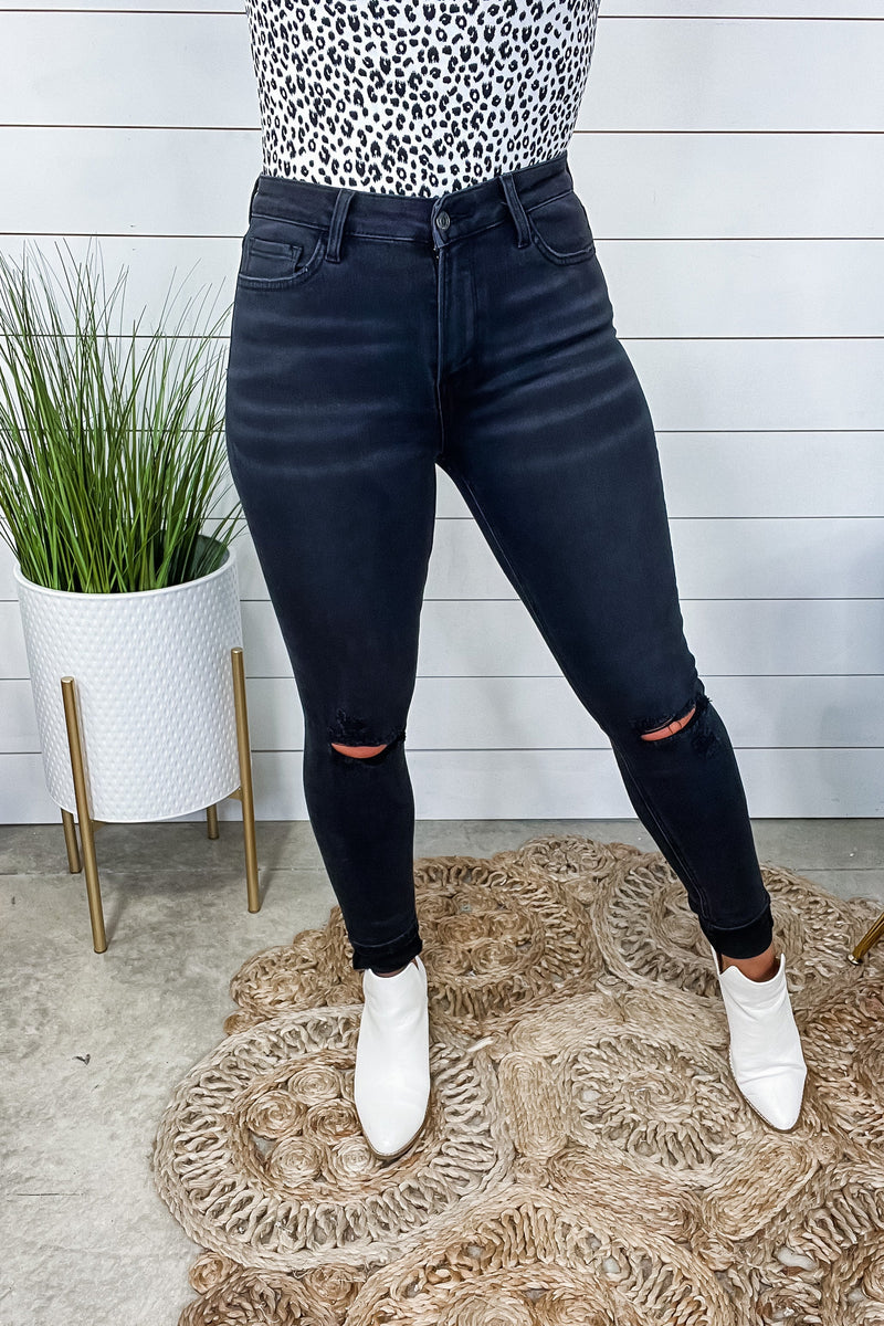 The Jaden's- Black High Rise Distressed Skinny Jeans