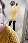 Golden Hour- Marigold Cable Knit Sweater w/ Side Slits