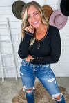 Always There- VARIETY COLORS- Ribbed Long Sleeve w/ Button Detail