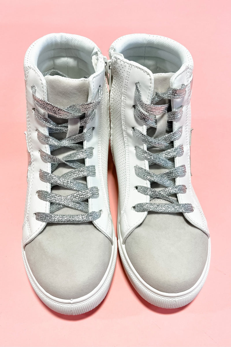 Dancing With The Stars- White High Top Sneakers w/ Silver Star Detail