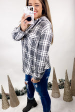 Plaid To See You- {Bone, Rust, Tan & Gray} Plaid Flannel w/ Removable Hood