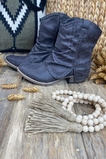 Saddle Up- {Cream, Gray & Brown} Short Western Booties