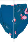 Let's Sail Away- Blue & Floral Mid-Rise Reversible Swim BOTTOMS