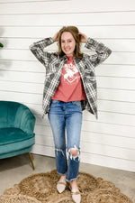 Plaid To See You- {Bone, Rust, Tan & Gray} Plaid Flannel w/ Removable Hood