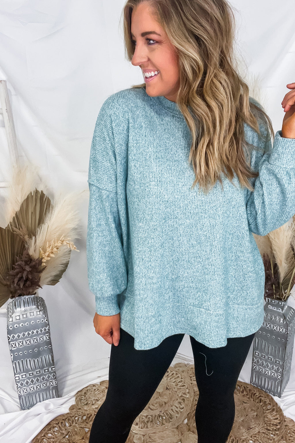 Got That Feeling - Thermal Knit Top {Heather Gray, Hunter Green, Taupe}