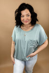 Everyday Essential- {Gray, White, Pink, Blue, Taupe, Sage & Black} Pocket Tee
