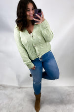 Rainbow Sherbet- {Lemon, Lime & Strawberry} Cropped Knit Button Up Cardigan