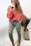 In The Top Spot- Olive Leopard Print Joggers w/ Pockets