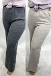 Winding Down- {Beige & Charcoal} Super Soft Wide Leg Pants w/ Pockets