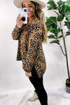 Crowd Pleaser- Brown Leopard Print Knitted Long Sleeve Top