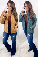 No Place Like Home- {Camel & Teal} Quilted Snap Up Jacket
