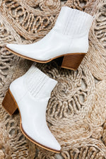 Have Faith- White Snake Print Pointed Toe Booties