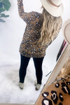 Crowd Pleaser- Brown Leopard Print Knitted Long Sleeve Top