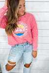 Mountains Awake The Soul- Pink Mineral Wash Cropped Graphic Crewneck