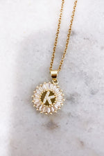 Gold Initial Sun Pendant Necklace {F, V, W} - RESTOCKED