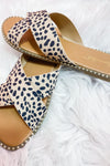 Through The Wild- Cheetah w/ Gold Studs Criss Cross Sandals