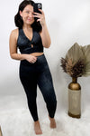 My Time To Shine- {Sports Bra OR Leggings} Charcoal Shimmer Workout Set