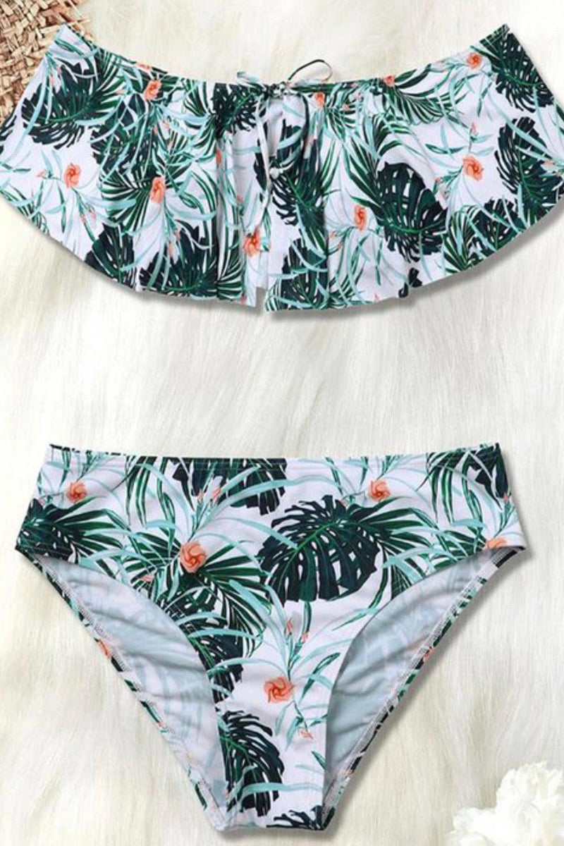 In The Tropics- Palm Leaves & White Swim BOTTOMS