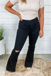 The Nilsa's- RESTOCKED Black High Rise Distressed Super Flare Jeans