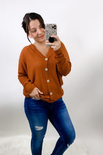 Butter Me Up- {Black, Cream, Olive & Rust} Waffle Knit Long Sleeve w/ Button Detail