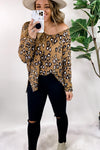 Crowd Pleaser- Brown Leopard Print Knitted Long Sleeve Top