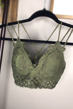 Feel Pretty - {Burgundy & Olive} Lace Bralette - SIZE SMALL
