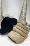 JT- {Black & Mushroom} Knit Brimmed Beanie