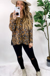 Crowd Pleaser- Brown Leopard Print Knitted Long Sleeve Top