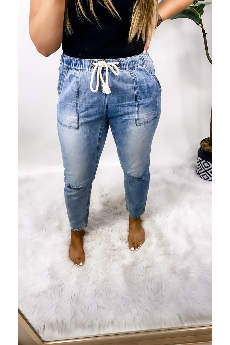 The Jalie's- LIGHT Distressed Boyfriend Cargo Cropped Jeans