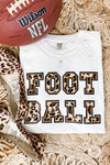 FOOTBALL- White Graphic Tee w/ Leopard Letter Patches