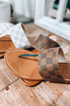 Checking On You- {Cream & Brown} Checkered Sandals