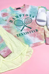 Hamptons Tennis Club- Pastel Tie Dye Cropped Long Sleeve Graphic Tee