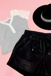 Bad & Boujee- Black Faux Leather Shorts w/ Drawstring